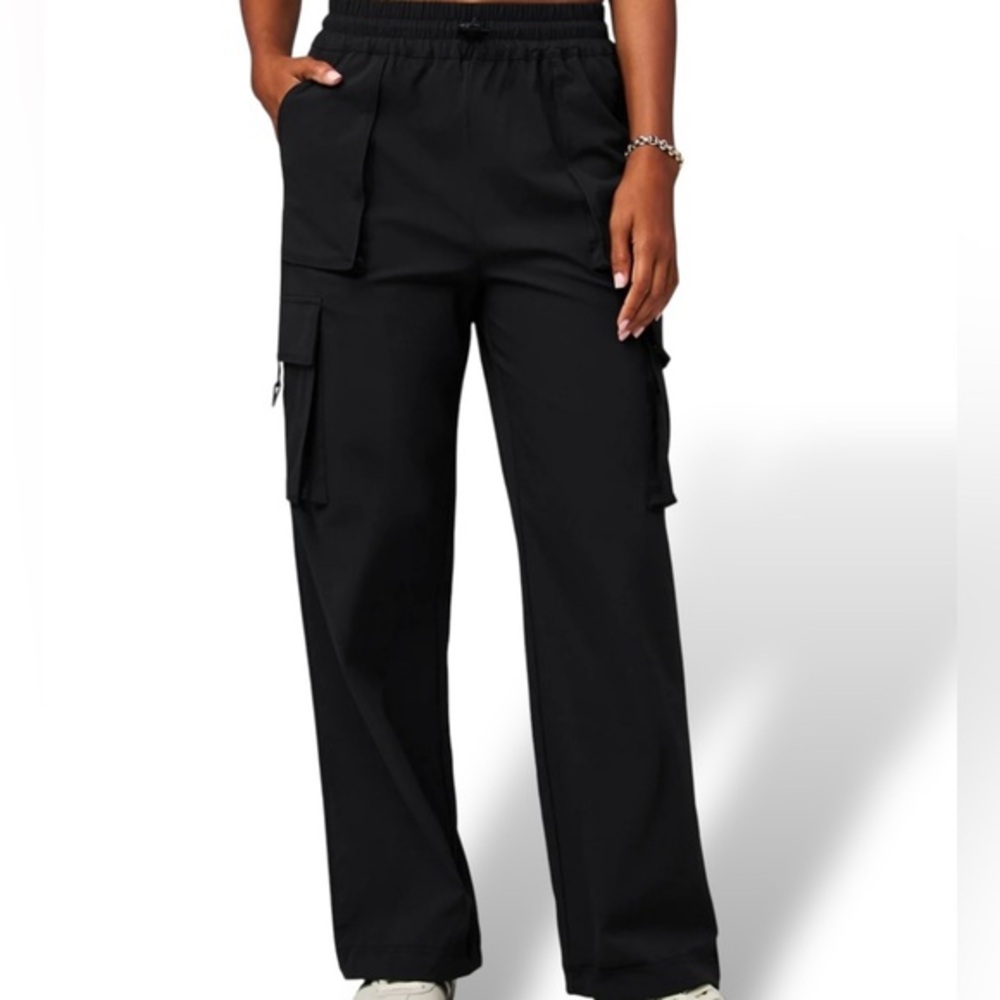 Fabletics‎ Women's Heights Cargo Drawstring Pant Black Medium Baggy  Wide Leg
